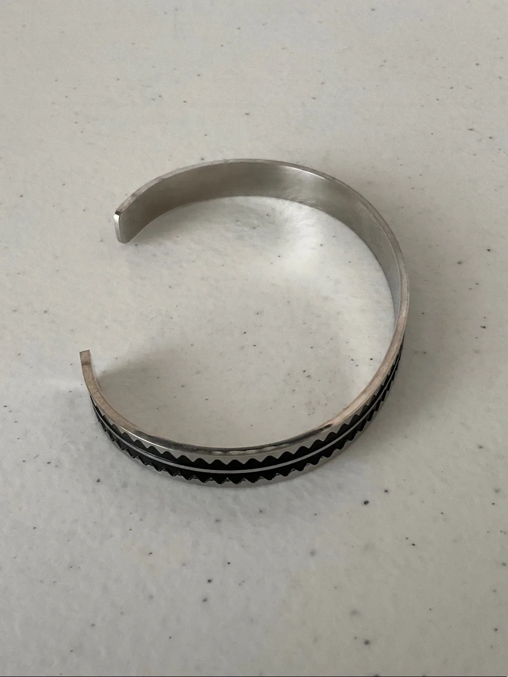 Stainless Steel Black Accent Cuff Bracelet - Men’s Accessory
